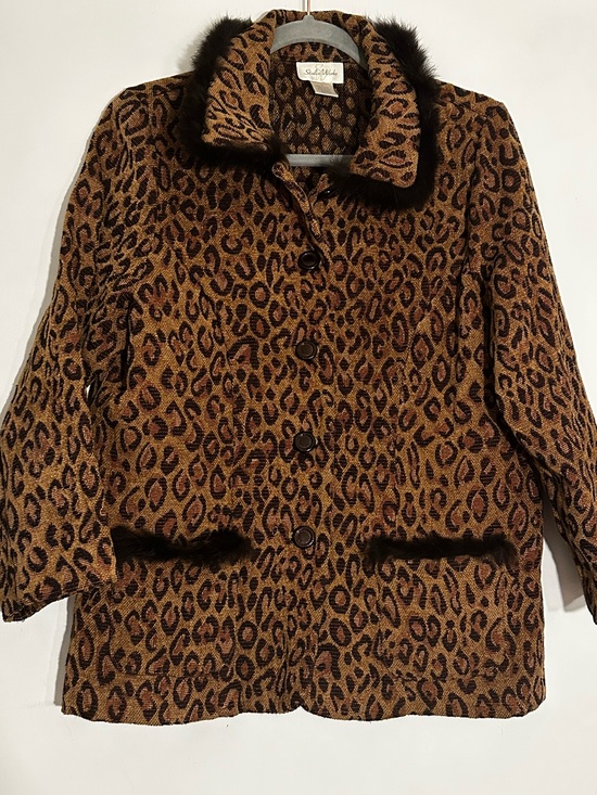 Studio Works Jackets & Blazers - Vintage Studio Works Leopard-Print Pea Coat